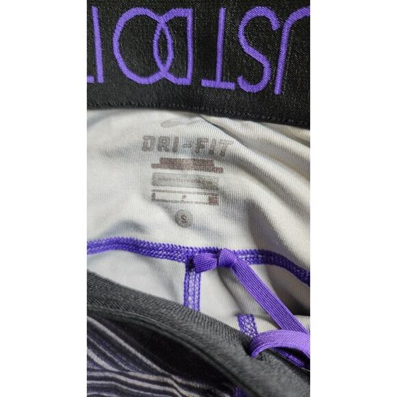 Nike Women's Capri Leggings Just Do It Purple/ Black/ Grey Color blocks Small - Picture 5 of 6